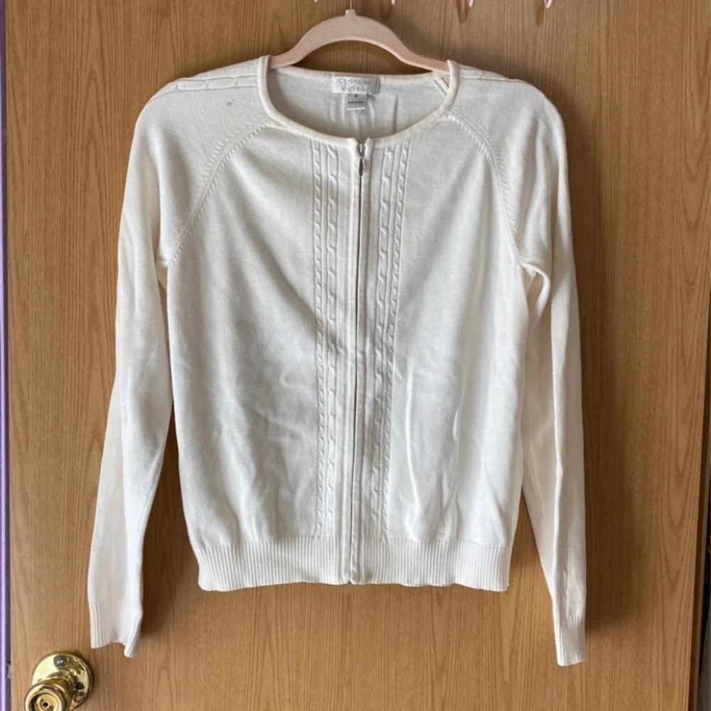 White Zip Up Cardigan